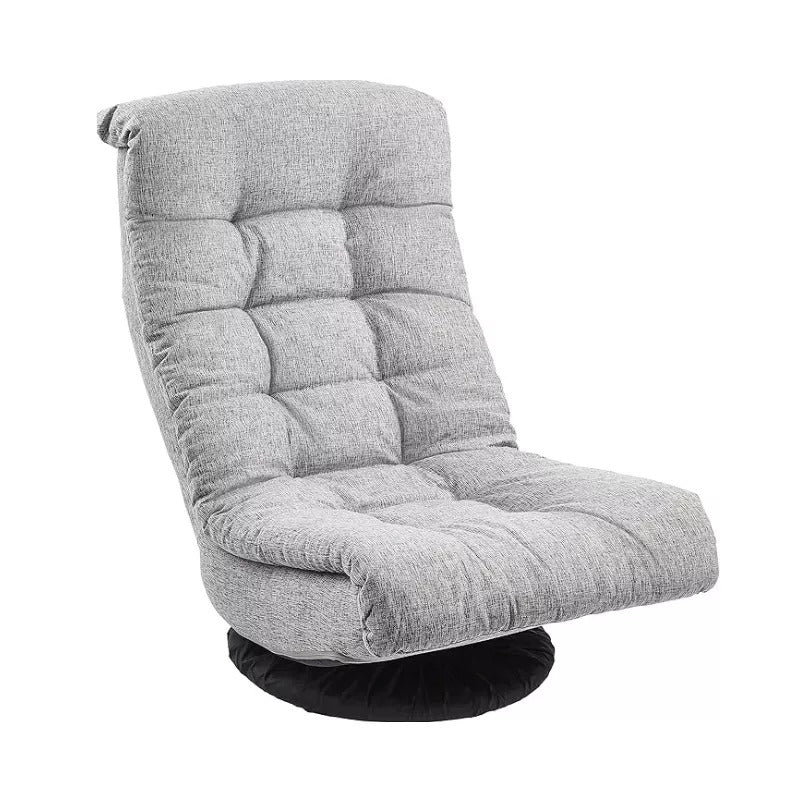 Swivel Floor Chair, 6 Position Adjustable Folding Gaming Chair w/Padded Backrest, Detachable Cover, Reclining Lazy Sofa Chair for Living Room & Bedroom, Grey
