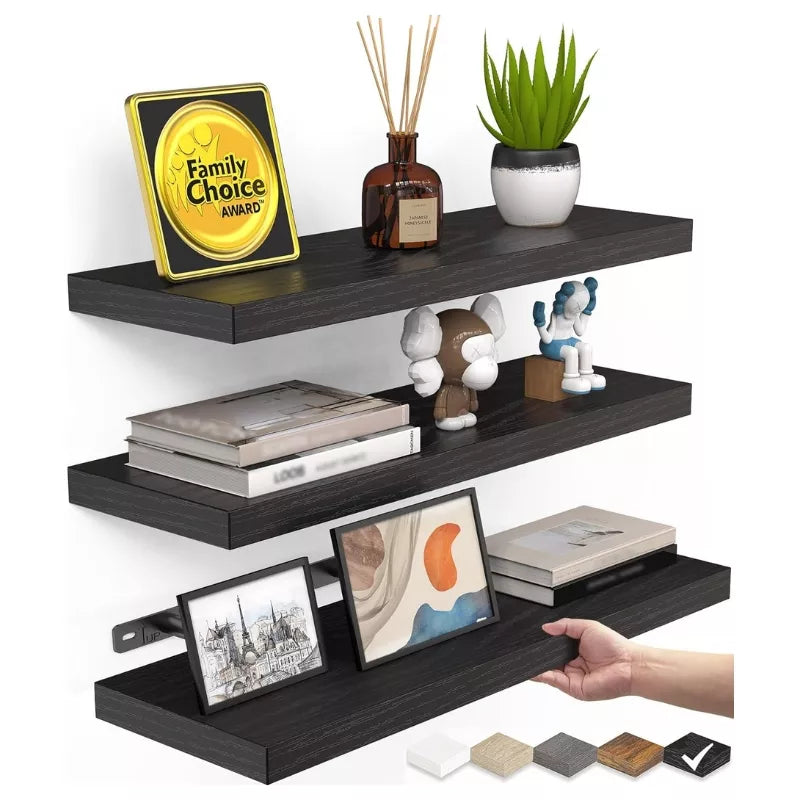 BAYKA Floating Shelves for Wall, Wall Mounted Rustic Wood Shelves