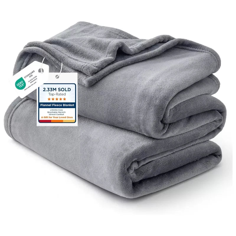 Bedsure GentleSoft Fleece Bed Blankets Queen Size Grey