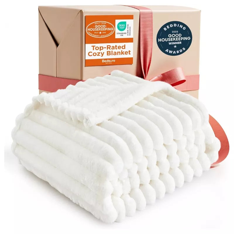Bedsure GentleSoft White Throw Blanket for Couch