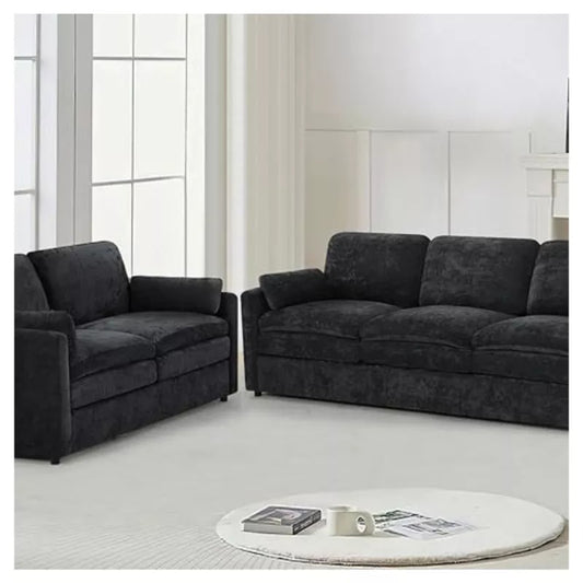 Merax 89" Oversized Cozy Upholstered Sofa with Double Plush Cushion, 3-Seater Comfy Cloud Couch for Living Room, Grey