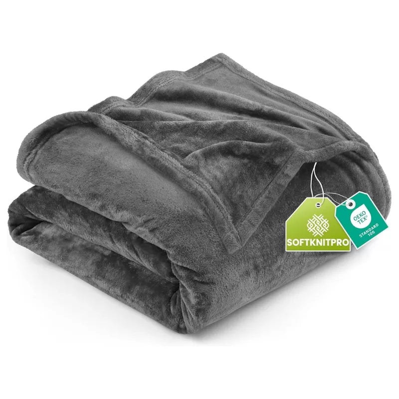 Utopia Bedding Fleece Blanket Queen Size Grey (90x90 Inches) Ultra Soft Warm